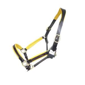 Halter de cuero inglés de grado premium, herrajes de latón de cuero acolchado suave marrón, tachuela ecuestre cómoda duradera - Product Image 1