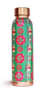 Ensemble de 3 bouteilles en cuivre imprimées en émail pour boire des jus, bienfaits pour la santé, eau en cuivre, style classique décoratif - Product Image 2