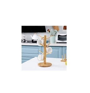 Acacia <b>Wood</b> <b>Mug</b> Holder <b>Tree</b> Living Cup Holder <b>Wood</b> Coffee <b>Mug</b> 4 Storage Hooks Rack Stand Holder Best Sale - Product Image 3