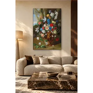 Bouquet de fleurs classique Fida dans un vase en bronze gaufré, impression sur toile - Product Image 1