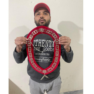 ปกคอเสื้อทรงอิฐประดับพลอยเทียมสามสีคอเสื้อปรับองศาและสร้อยคออัญมณีสีฟ้าเข้ม - Product Image 5