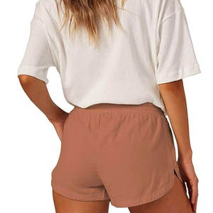 Shorts taille haute pour femme, décontractés d'été, avec cordon élastique, pour la détente, la gym et le sport, avec poches, en coton respirant - Product Image 6
