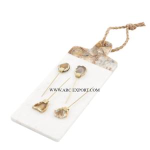 Lot de 2 planches à découper en bois de teck et en marbre de forme ovale pour ustensiles de cuisine Hachoir à bois de taille personnalisée de la meilleure qualité - Product Image 5