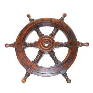 Direction antique décorée avec incrustation de laiton faite à la main nautique en bois concepteur roue de bateau décoration murale roue de bateau en bois - Product Image 1