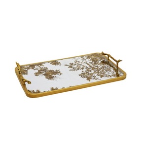 Plato de Servir de Lujo, Vajilla, Bandeja para Servir Alimentos, Bandeja de Servicio Impresa con Marco Dorado, Bandeja para Servir Café Delicioso - Product Image 1