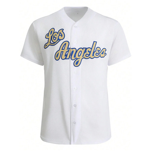 Maillots de baseball personnalisés à col en V, sublimés, à manches courtes, entièrement boutonnés, grande taille, avec nom/numéro personnalisé, faible MOQ - Product Image 1