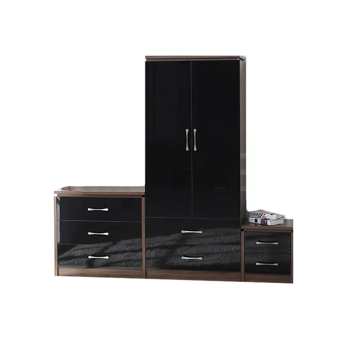 Factory Direct Price Concerto 3 Pieces Trio High Gloss Modern Bedroom Furniture Sets New Collection Storage Cabinets