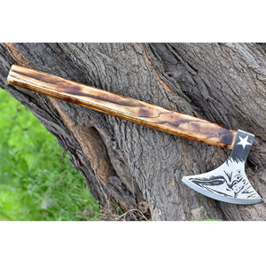 Hacha Vikinga Hecha a Mano de Acero con Alto Contenido de Carbono, Mango de Acero de Grado Industrial, Funda de Cuero, para Campamento, Uso Diario al Aire Libre, Supervivencia - Product Image 4