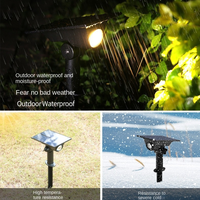 Projecteur solaire rond noir, lumière LED de jardin étanche IP65, 6000K Ra80 à intensité variable, 180° °   Faisceau large pour l'aménagement paysager extérieur des arbres