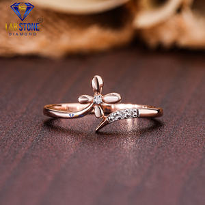 Bague en diamant Lab-Stone Party Wear 0.04 TDW diamant taille ronde or rose 18kt couleur EF-VS - Product Image 1