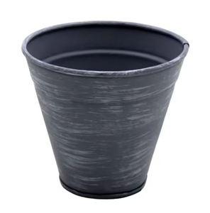 Maceta redonda de hierro con textura verde Macetas de metal modernas utilizables para macetas decorativas y suministros de jardín Macetas con drenaje - Product Image 4