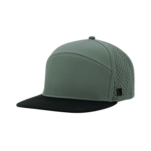 Venta al por mayor Vietnam dos tonos estructurado 6 paneles perforado sombrero ala plana impermeable corte láser agujero personalizado gorra de golf en blanco para el día a día - Product Image 4
