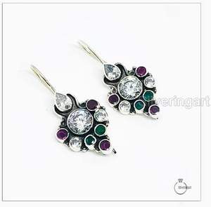 Pendientes de Botón para Mujer, Esmeralda Natural, Rubí, Circonita Cúbica, Regalo de Aniversario, Boda, Cumpleaños, Joyería Hecha a Mano, Plata de Ley 925 - Product Image 1