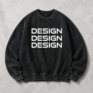 Hot Selling 350gsm 100% Cotton Unisex <b>Plus</b>-<b>Size</b> Solid Acid-Washed Vintage Oversized Crewneck Fleece <b>Sweater</b> Long Soft Sewn - Product Image 2
