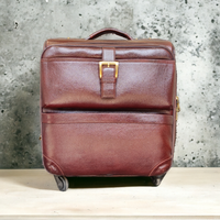 Valise de luxe en cuir véritable marron avec poignée réglable, fermeture éclair, taille personnalisable, grande capacité, polyester de haute qualité