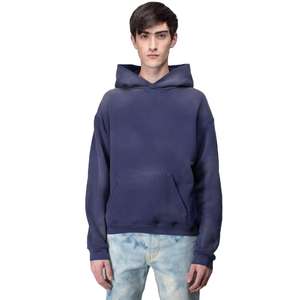 Sudadera con Capucha Extra Grande de Estilo Urbano Personalizada, Lavada al Ácido, Desgastada, Decolorada al Sol, con Cierre y Capucha Abultada para Hombre - Product Image 1