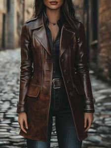 เสื้อโค้ทยาวคลาสสิก - หนังแท้ เป็นมิตรกับสิ่งแวดล้อม สไตล์วินเทจ ยูนิเซ็กซ์ คุณภาพสูง เสื้อคลุมด้านนอก ตัวเลือกปรับแต่งได้ สไตล์เหนือกาลเวลา - Product Image 6