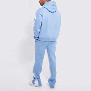 <b>Top</b> Arrival High Quality Cotton Material Made <b>Distressed</b> Tracksuit Screen Printed Polyester Fabric Faded Sweat Suit - Product Image 2
