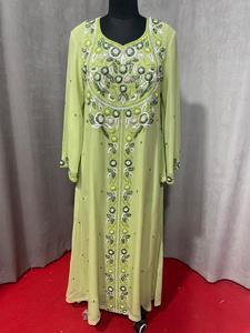 Robe de soirée islamique florale de luxe pour femmes, kaftan brodé à la main, robe de bal, silhouette, décoration en dentelle pour les mariées - Product Image 6