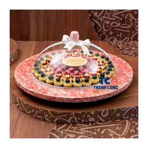 Elegante BANDEJA REDONDA DE MADRE DE PERLA para RAMADAN EID Holiday Chocolate Gifting Hecho a mano en Vietnam OEM al por mayor - Product Image 1