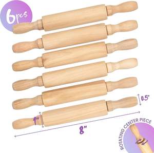 Mini rodillo de madera con revestimiento, este rodillo antiadherente se puede usar para el arte y la artesanía, arcilla de cocina, Play DOH - Product Image 2