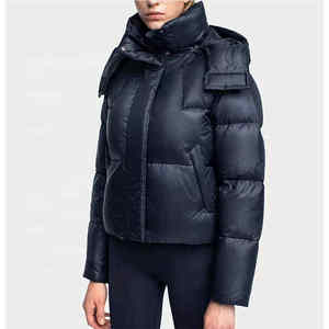 Abrigo de Invierno Acolchado de Lona Tejida para Mujer, Talla Grande, Estilo Casual, con Acabado Brillante - Product Image 1