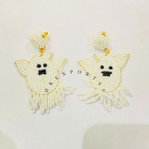 Pendientes hechos a mano únicos chapados en oro plata Halloween Boo calabaza con cuentas estilo lindo accesorios de aro de moda para celebraciones - Product Image 3