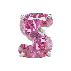 Regalos de Navidad, Pendientes de Diamante Rosa Cultivado en Laboratorio con Certificación GIA IGI, Letra del Alfabeto, Oro Fino, Plata de Ley 925 Chapada, para Él - Product Image 1