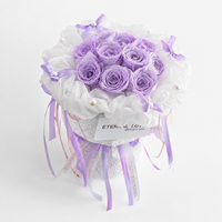 Bouquet de roses éternelles roses faites à la main en gros, style ballet rond, cadeaux de remise de diplôme et de Saint-Valentin