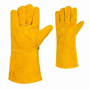 EN420 EN 407 Gants de travail en cuir de vachette fendu et daim véritable certifiés CE par les gants industriels et de soudeur de laboratoire de l'UE - Product Image 4