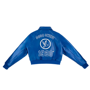 Veste bomber en cuir Zeta Crop pour femme, tous les regards sont sur moi, sororité grecque, cuir végétalien de qualité supérieure, fermeture éclair - Product Image 2