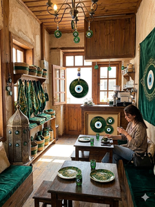 SNB1006 Adorno de Pared de Cristal Verde Esmeralda Hecho a Mano de 13 cm con Ojo Turco - Gran Amuleto Turco Nazar Boncuk Verde Bosque Brillante - Product Image 3