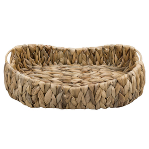 Bandeja de servicio decorativa de jacinto de agua natural al por mayor asas de mimbre de bambú ovaladas de tamaño personalizado multiusos King Craft Viet - Product Image 6