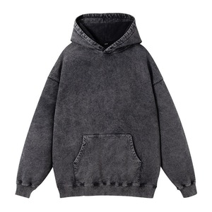 Sweats à capuche pour hommes lavage à l'acide couleur unie unie vierge grande taille poids lourd 2025 sweat à capuche pour hommes lavage à l'acide sweat à capuche basique coton mélangé - Product Image 6