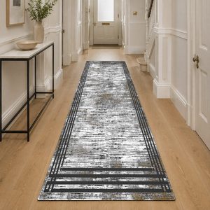 Tapis de salon LXDP-0807 gris argenté traditionnel oriental imprimé numériquement, lavable en machine, en chenille, antidérapant, vente en gros - Product Image 5