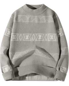 Suéteres de Invierno de Punto Gris Claro para Hombre, Suéter Suave y Cálido, Elegante y Cómodo para Uso Diario, Moda de Invierno de Primera Calidad - Product Image 1