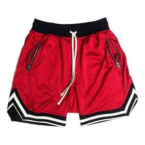 Logotipo personalizado Playa Baloncesto Bolsillos con cremallera Pantalones cortos de malla de verano Transpirable Absorbe el sudor Jogging Pantalones cortos de gimnasio para hombre - Product Image 1