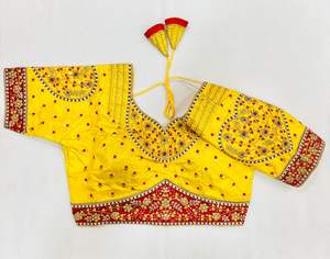 Chemisier bahuali à la mode en soie et or, broderie à fil lourd, chemisier prêt à l'emploi, vente en gros de Surat inde - Product Image 4