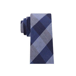 For Tommy for Hilfiger Men's Slim Textured Check Ascot <b>Tie</b> Navy Floral Print Size Regular with Custom Logo Classic Formal Style - Product Image 2