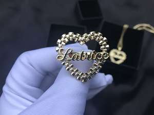 사용자 정의 스테인레스 이름 펜던트 스틸 골드 도금 만화 클래식 디자인 너겟 롤리 하트 프레임 목걸이 여성 남성 보석 - Product Image 5