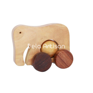 Figurine en bois d'éléphant OSTHEIMER avec selle verte, jouet en bois, animal royal - Product Image 2