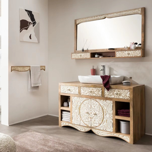 Lavabo Moderno Delhi Wood de 130 cm para Baño, Cocina, Hotel y Oficina en Casa - Product Image 1