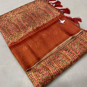 Saree de seda paithani suave y puro con paithani pallu tejido rico junto con hermosos patrones de diseño tradicional 3D - Product Image 5