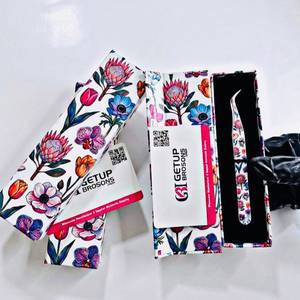 แหนบต่อขนตาปลอม GETUP BROSONS IMPEX แบบรัสเซียนวอลุ่มเคลือบลายดอกไม้ ทำจากสแตนเลสสตีล ปลายเรียบ สำหรับขายส่ง - Product Image 2