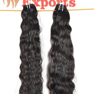 Raw Indian <b>One</b> Donor Unprocessed Natural Bundles Weaving Black Color Wavy Temple Human <b>Hair</b> <b>Extensions</b> - Product Image 2