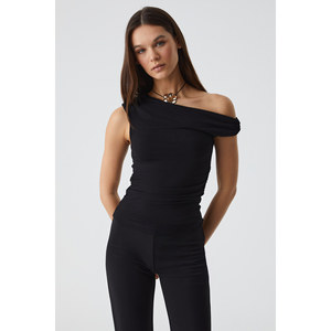 Chemisier asymétrique en jersey ajusté avec détail froncé pour femme GRIMELANGE STONEAK - Product Image 3