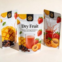 Op maat gemaakte digitaal bedrukte vochtbestendige staande zakjes voor gedroogd fruit, 120g 200g 500g, met ziplock en transparant venster
