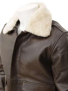 Veste en cuir d'aviateur unisexe en peau de mouton - Style formel Logo avant Haute qualité Véritable peau de mouton - Product Image 3