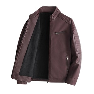 Chaqueta Hombre Abrigo Invierno Cuero Bomber Genuino Casual Marrón Chaquetas Abrigos Cuero de imitación Vintage Negro Biker Chaqueta Hombres a prueba de viento - Product Image 1