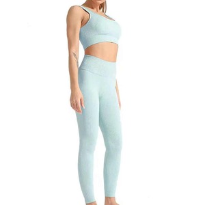 Ensemble de combinaison de sport pour femme, respirant, séchage rapide, en Spandex/Nylon, avec soutien-gorge et leggings, grande taille, motif écossais, mi-longueur, pour le yoga et la vente en gros - Product Image 4